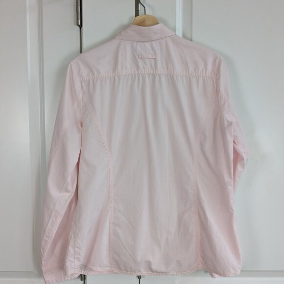 Tommy Hilfiger Button Up Roll Tab Shirt Women L Pink Tailored Fit Western - Picture 2 of 10